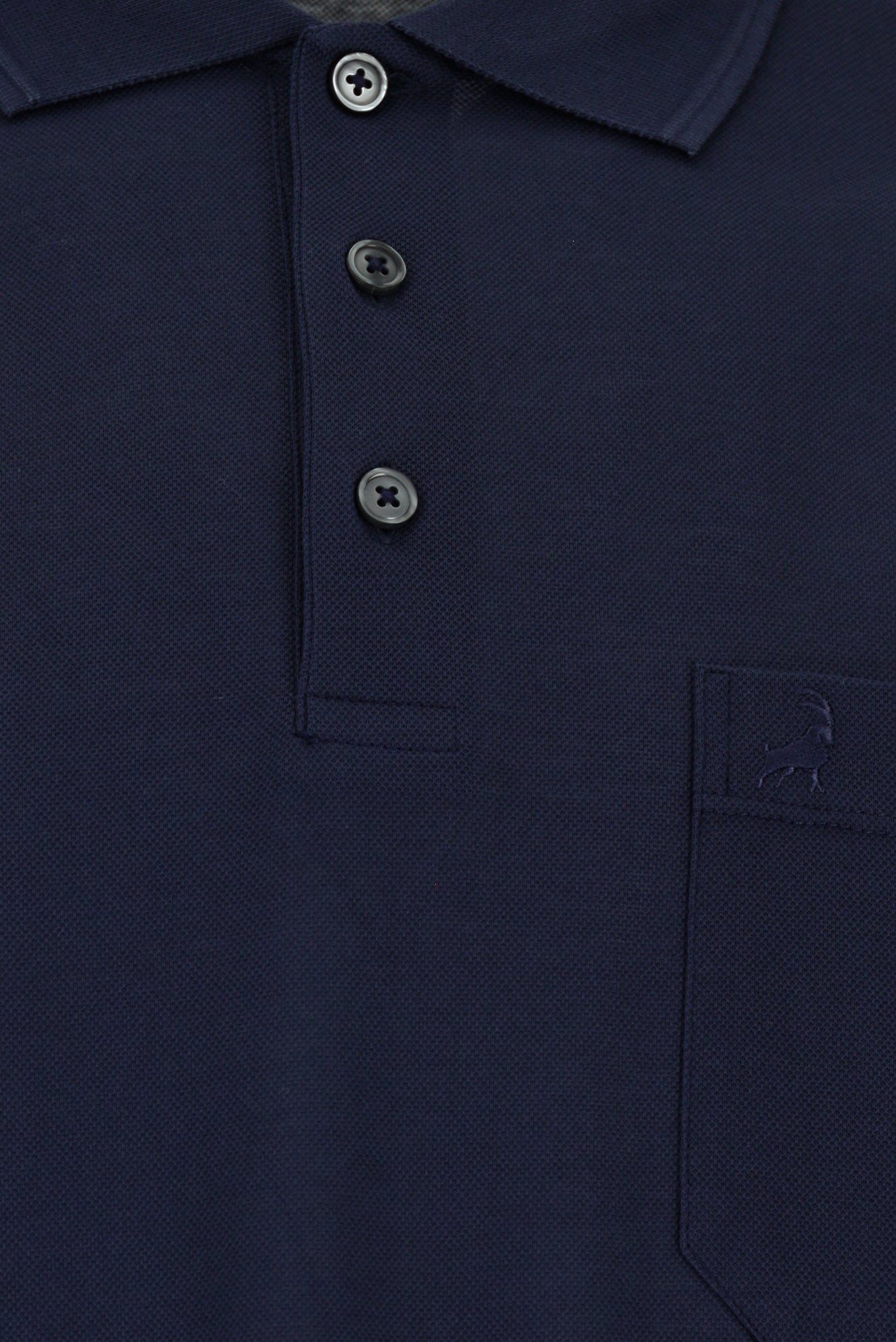 Orta Lacivert Regular Fit Pamuk Merserize Nakışlı Polo Yaka T-shirt