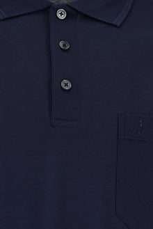 Orta Lacivert Regular Fit Pamuk Merserize Nakışlı Polo Yaka T-shirt