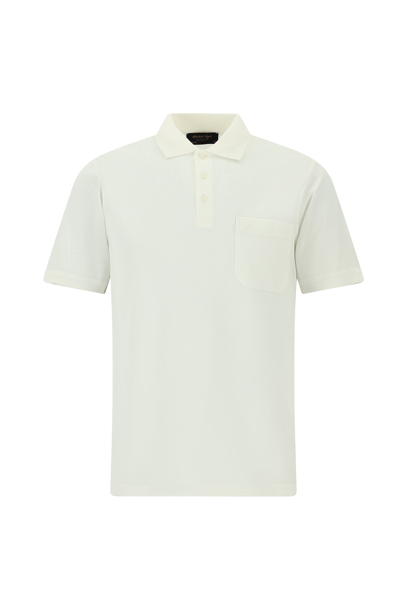 Kırık Beyaz Regular Fit Pamuk Merserize Nakışlı Polo Yaka T-shirt