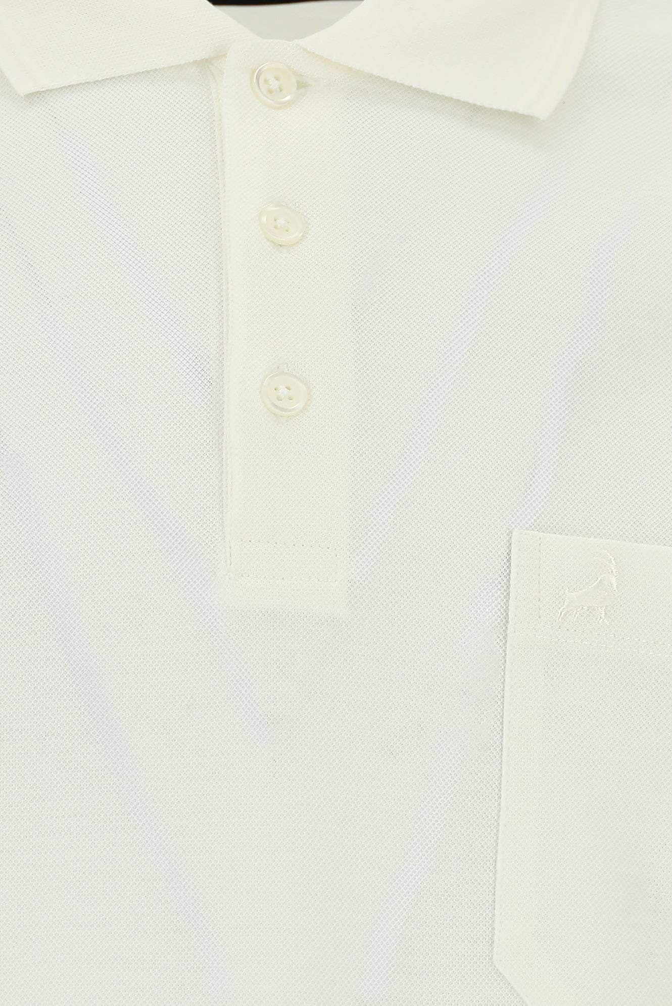 Kırık Beyaz Regular Fit Pamuk Merserize Nakışlı Polo Yaka T-shirt