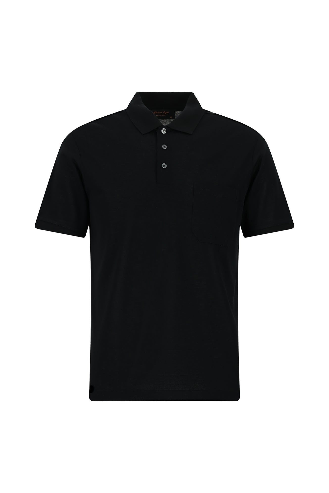 Siyah Regular Fit Pamuk Nakışlı Merserize Polo Yaka T-shirt