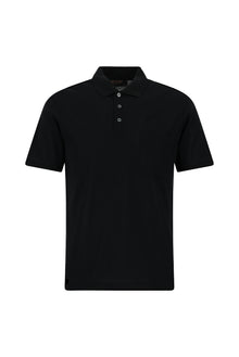 Siyah Regular Fit Pamuk Nakışlı Merserize Polo Yaka T-shirt