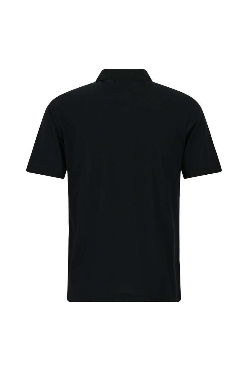 Siyah Regular Fit Pamuk Nak??l? Merserize Polo Yaka T-shirt-Abdullah Ki??l?