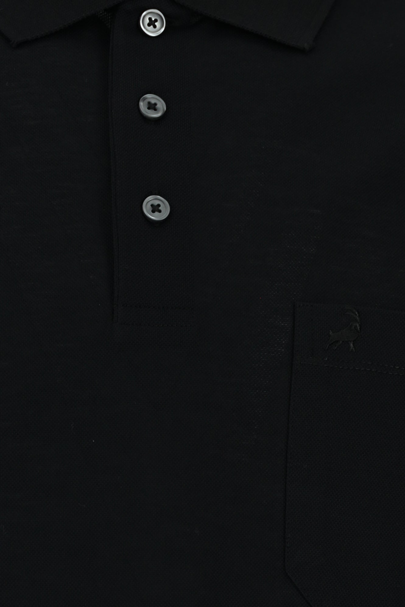 Siyah Regular Fit Pamuk Nakışlı Merserize Polo Yaka T-shirt