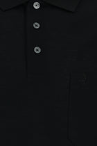 Siyah Regular Fit Pamuk Nakışlı Merserize Polo Yaka T-shirt
