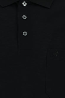 Siyah Regular Fit Pamuk Nakışlı Merserize Polo Yaka T-shirt