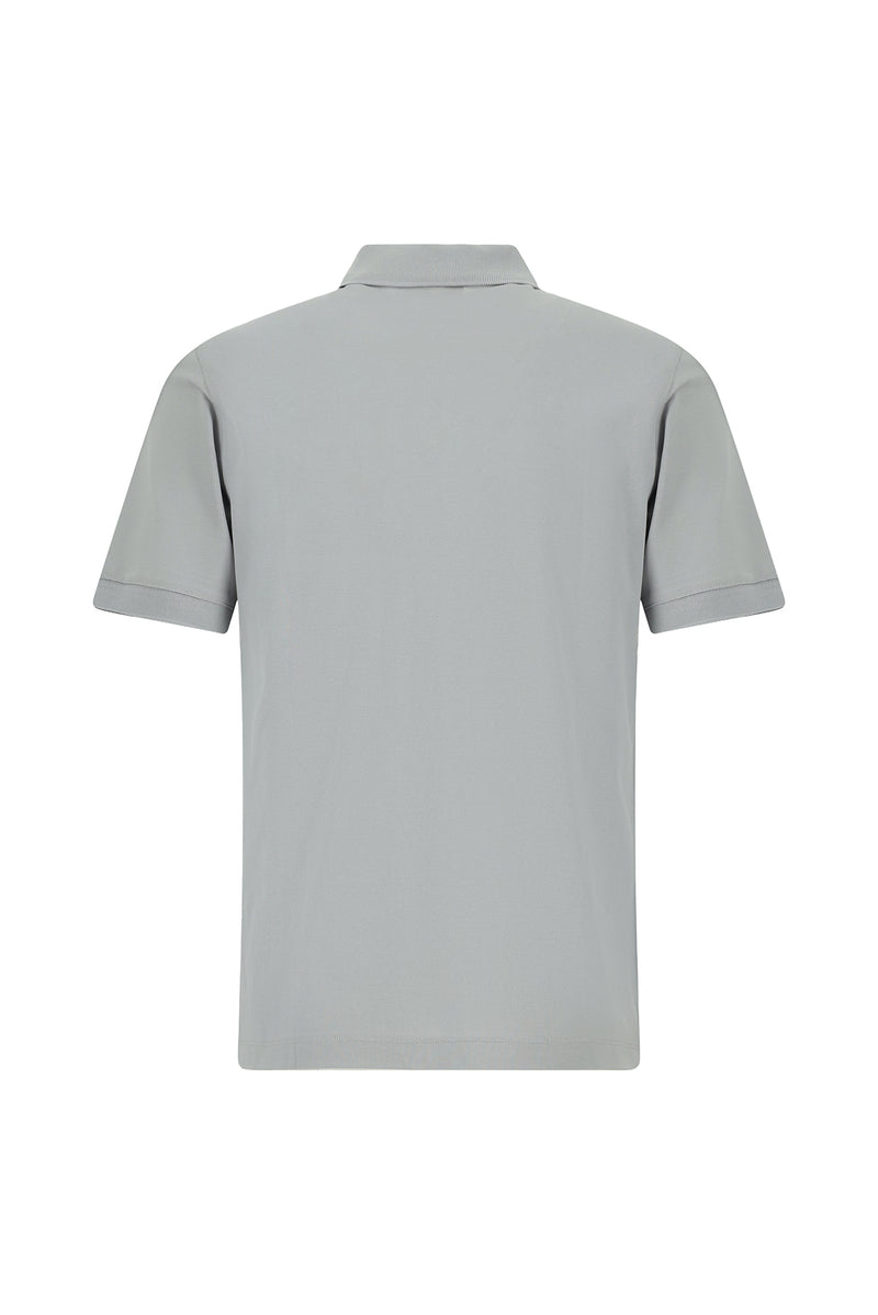 Orta Gri Regular Fit Pamuk Nak??l? Merserize Polo Yaka T-shirt-Abdullah Ki??l?