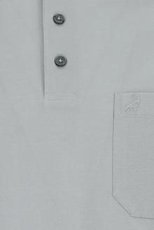 Orta Gri Regular Fit Pamuk Nakışlı Merserize Polo Yaka T-shirt