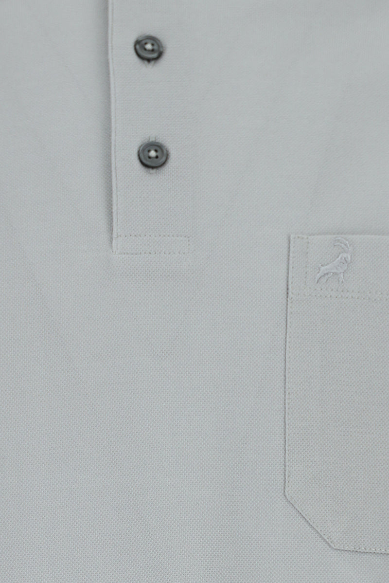 Orta Gri Regular Fit Pamuk Nak??l? Merserize Polo Yaka T-shirt-Abdullah Ki??l?