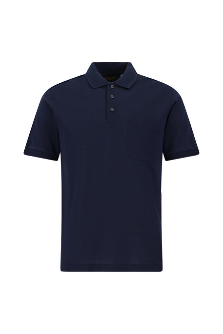Orta Lacivert Regular Fit Pamuk Nakışlı Merserize Polo Yaka T-shirt
