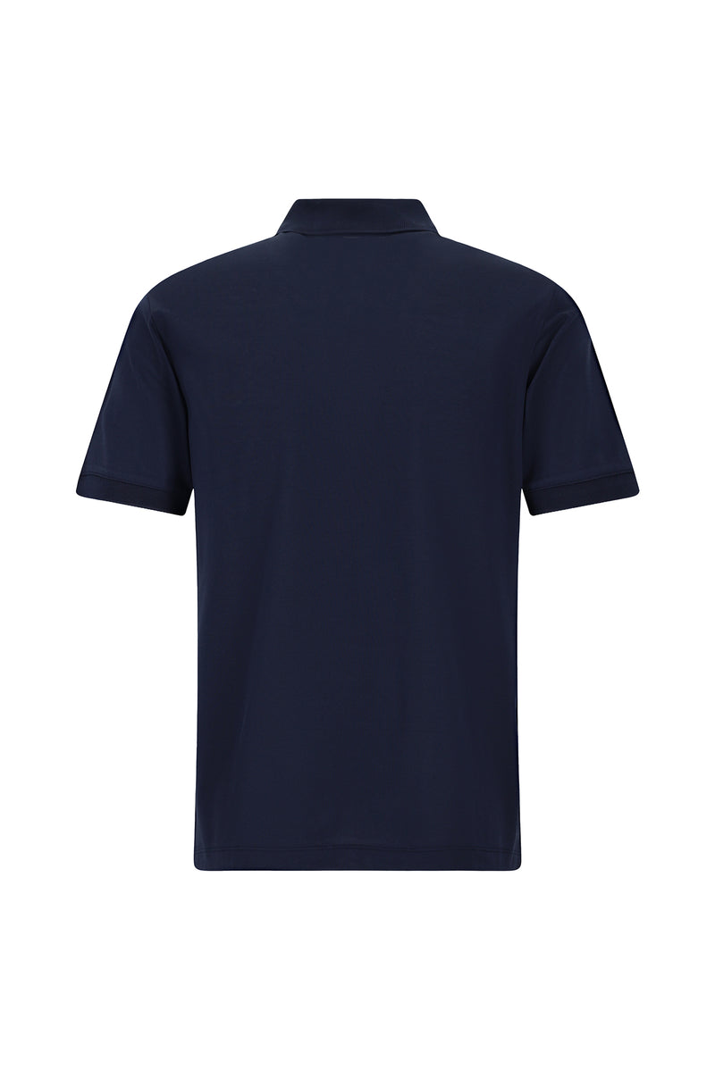 Orta Lacivert Regular Fit Pamuk Nak??l? Merserize Polo Yaka T-shirt-Abdullah Ki??l?
