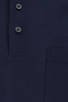 Orta Lacivert Regular Fit Pamuk Nakışlı Merserize Polo Yaka T-shirt