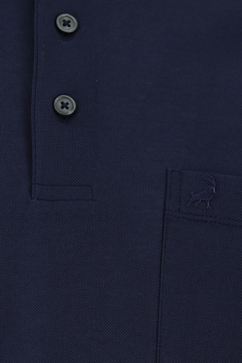 Orta Lacivert Regular Fit Pamuk Nak??l? Merserize Polo Yaka T-shirt-Abdullah Ki??l?