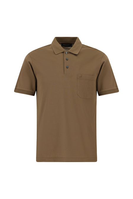 Açık Kahve  Regular Fit Pamuk Nakışlı Merserize Polo Yaka T-shirt