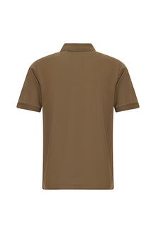 Açık Kahve  Regular Fit Pamuk Nakışlı Merserize Polo Yaka T-shirt