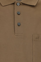 Açık Kahve  Regular Fit Pamuk Nakışlı Merserize Polo Yaka T-shirt