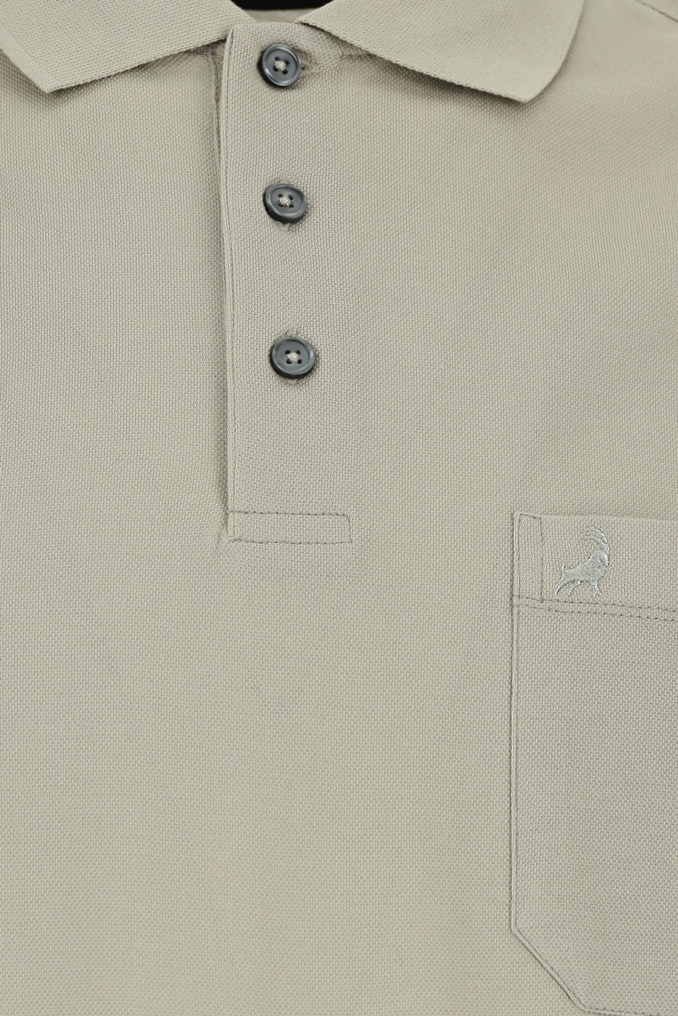 Orta Bej Regular Fit Pamuk Nakışlı Merserize Polo Yaka T-shirt