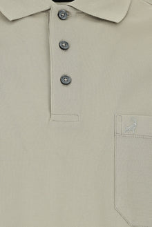 Orta Bej Regular Fit Pamuk Nakışlı Merserize Polo Yaka T-shirt