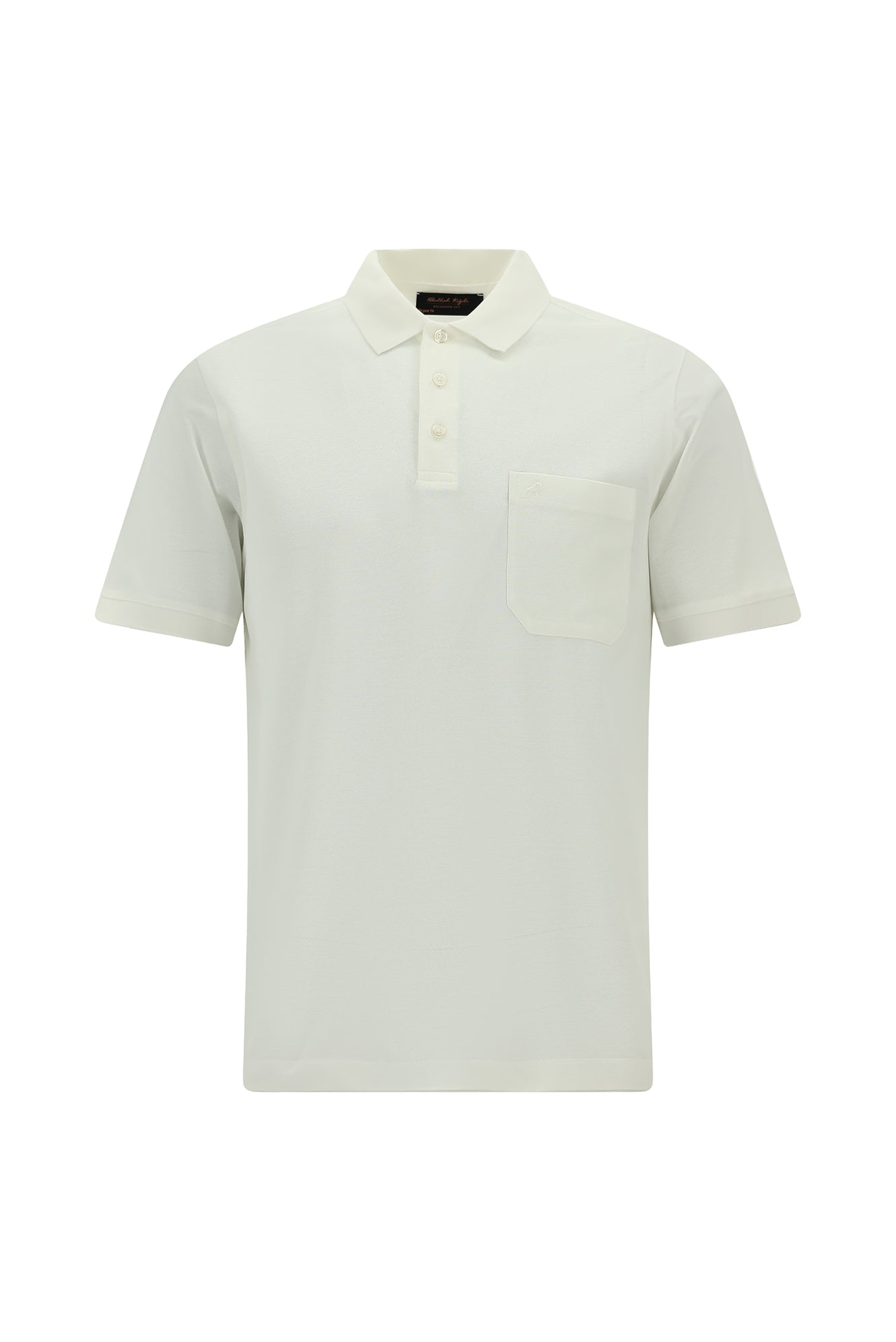 Kırık Beyaz Regular Fit Pamuk Nakışlı Merserize Polo Yaka T-shirt