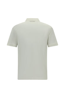 Kırık Beyaz Regular Fit Pamuk Nakışlı Merserize Polo Yaka T-shirt