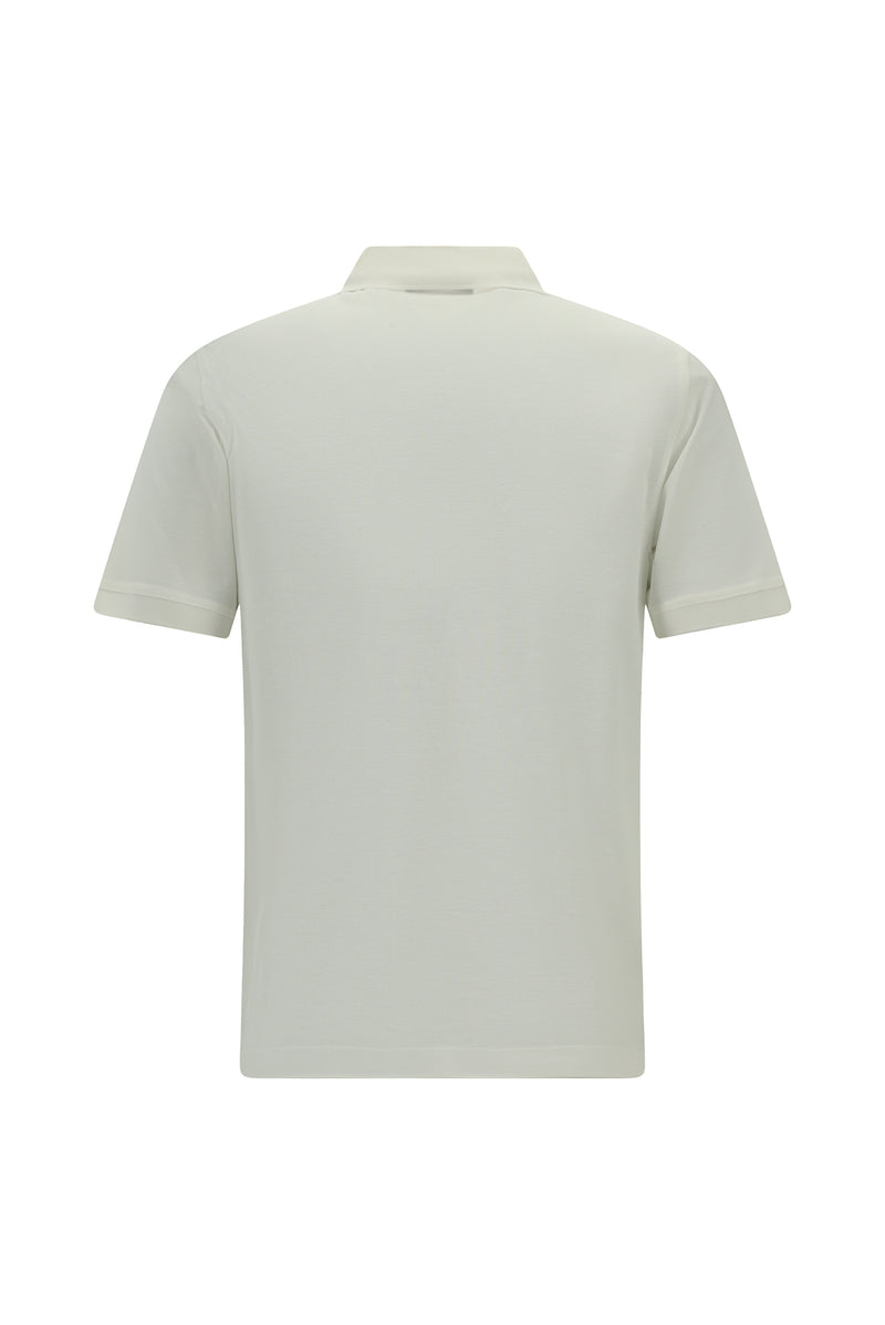 Kırık Beyaz Regular Fit Pamuk Nakışlı Merserize Polo Yaka T-shirt