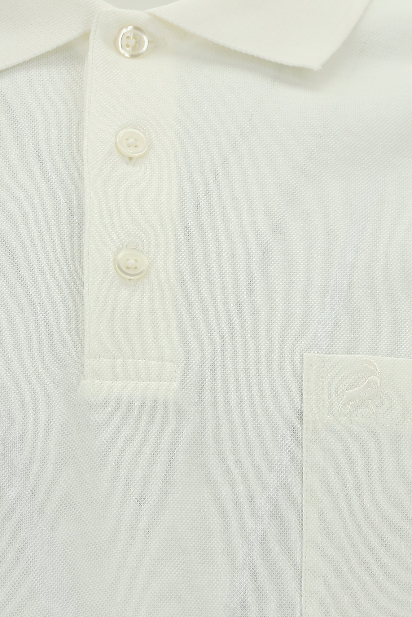 Kırık Beyaz Regular Fit Pamuk Nakışlı Merserize Polo Yaka T-shirt