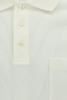 Kırık Beyaz Regular Fit Pamuk Nakışlı Merserize Polo Yaka T-shirt