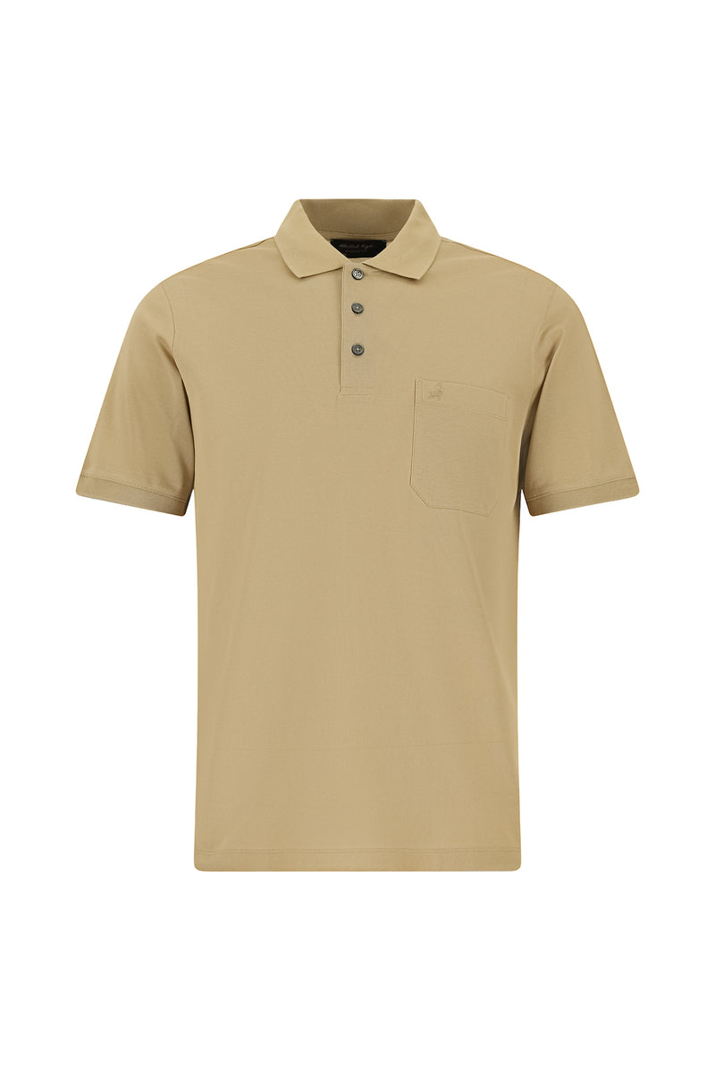 Camel Regular Fit Pamuk Nakışlı Merserize Polo Yaka T-shirt