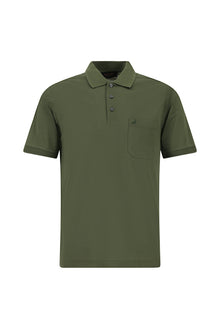 Orta Haki Regular Fit Pamuk Nakışlı Merserize Polo Yaka T-shirt