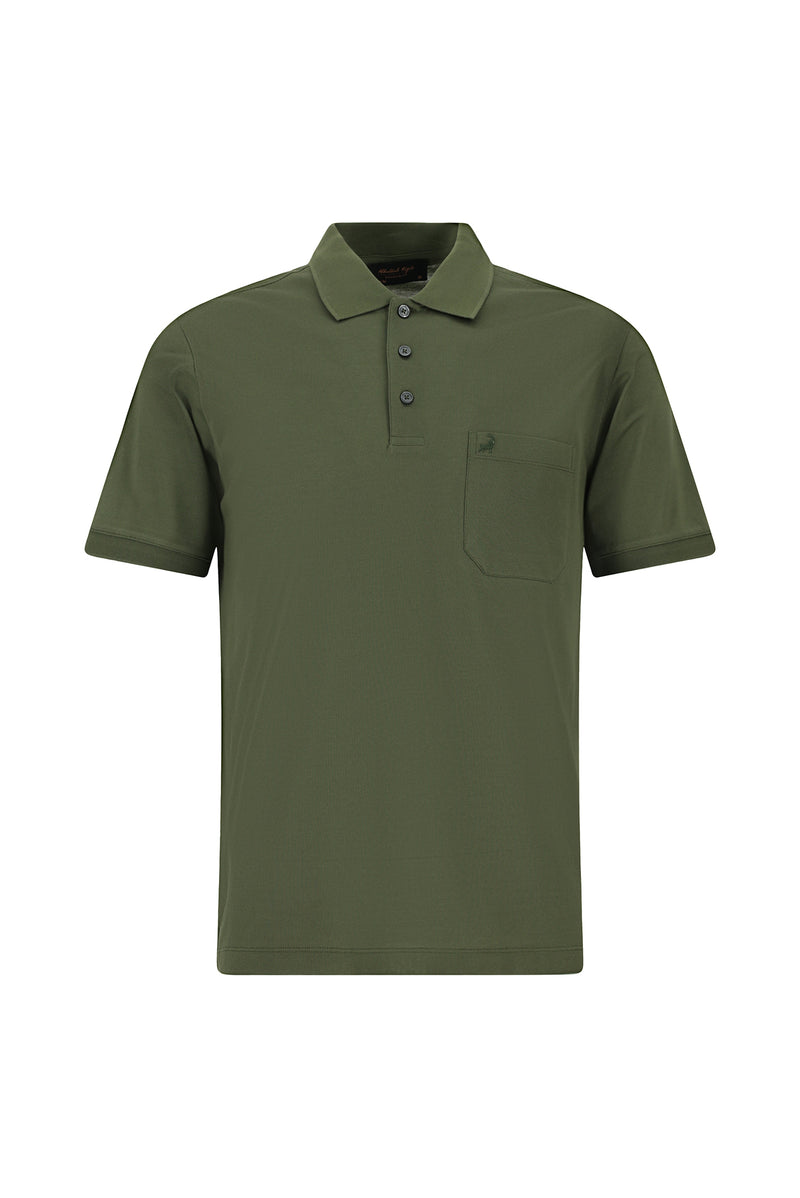 Orta Haki Regular Fit Pamuk Nak??l? Merserize Polo Yaka T-shirt-Abdullah Ki??l?