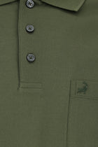 Orta Haki Regular Fit Pamuk Nakışlı Merserize Polo Yaka T-shirt