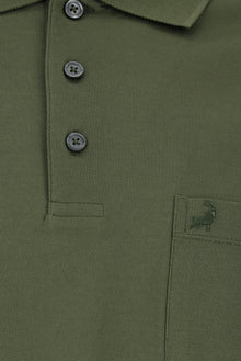 Orta Haki Regular Fit Pamuk Nakışlı Merserize Polo Yaka T-shirt