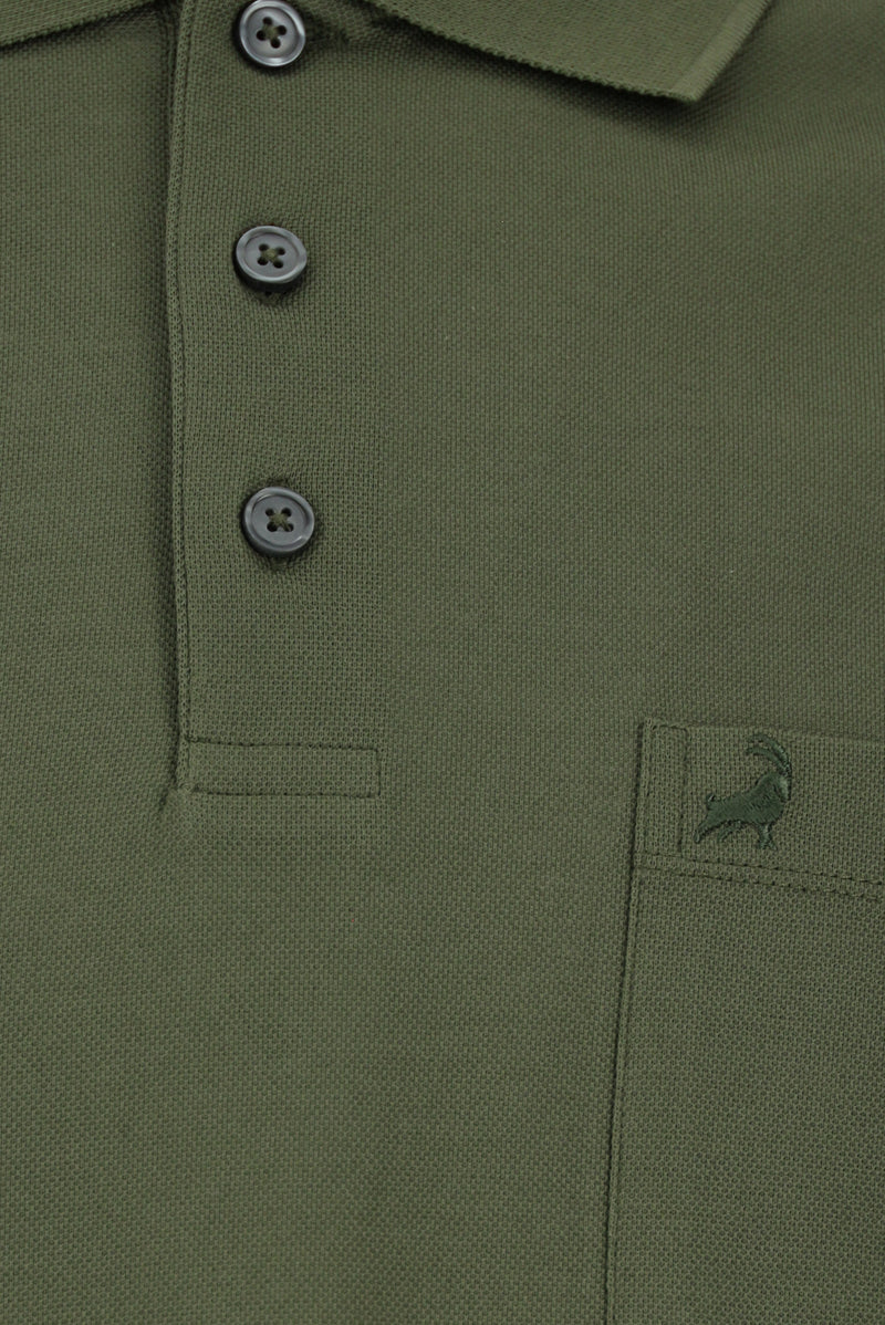 Orta Haki Regular Fit Pamuk Nak??l? Merserize Polo Yaka T-shirt-Abdullah Ki??l?