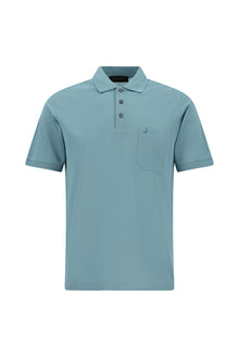 Açık Petrol Regular Fit Pamuk Nakışlı Merserize Polo Yaka T-shirt