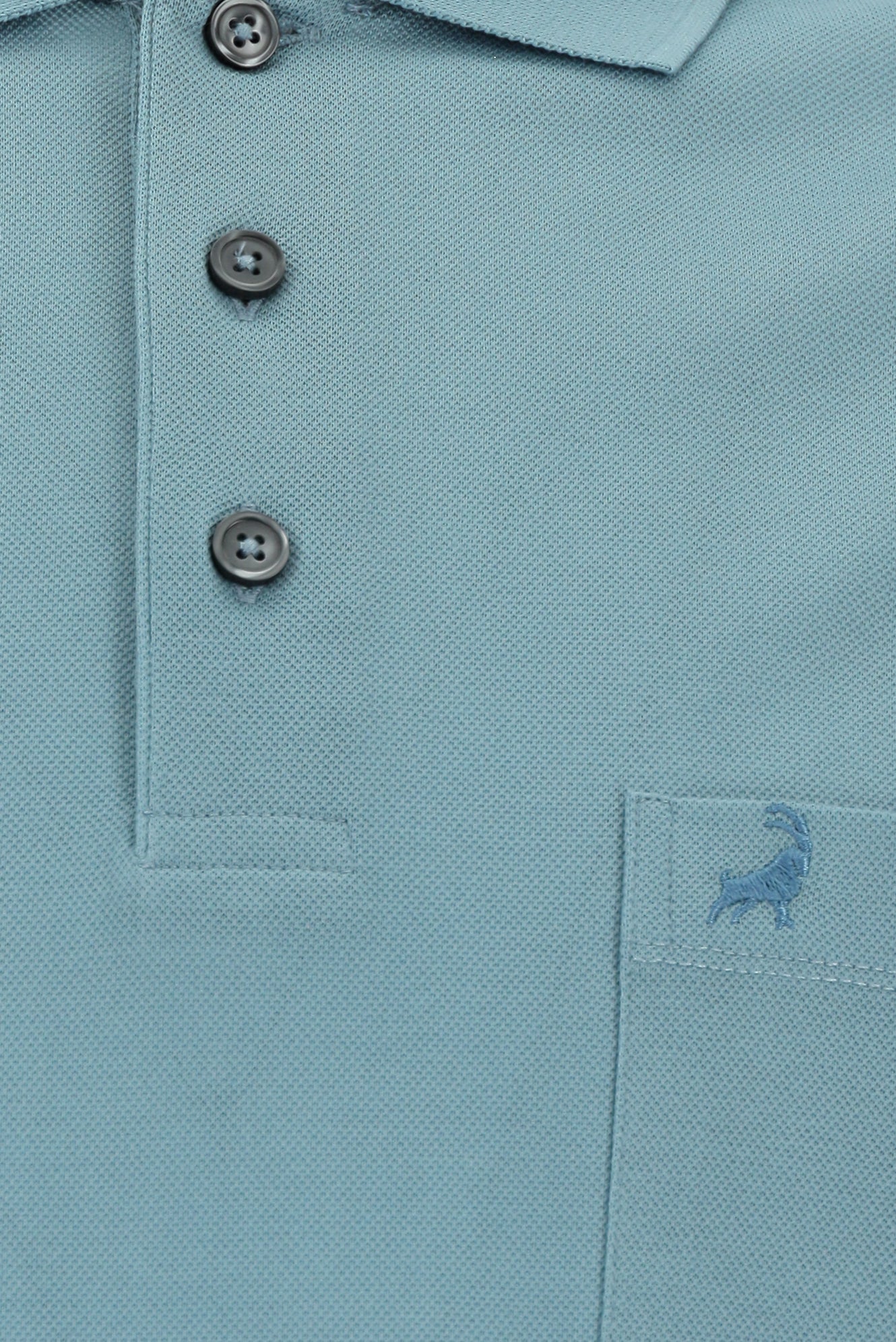 Açık Petrol Regular Fit Pamuk Nakışlı Merserize Polo Yaka T-shirt