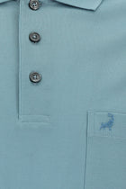 Açık Petrol Regular Fit Pamuk Nakışlı Merserize Polo Yaka T-shirt