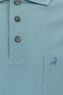 Açık Petrol Regular Fit Pamuk Nakışlı Merserize Polo Yaka T-shirt