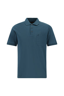 Orta Petrol Regular Fit Pamuk Nakışlı Merserize Polo Yaka T-shirt