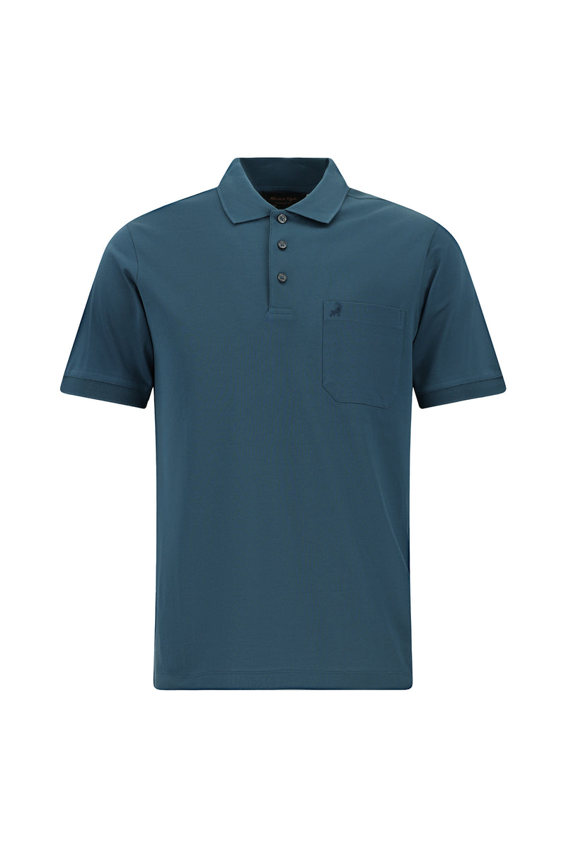 Orta Petrol Regular Fit Pamuk Nak??l? Merserize Polo Yaka T-shirt-Abdullah Ki??l?