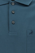 Orta Petrol Regular Fit Pamuk Nakışlı Merserize Polo Yaka T-shirt