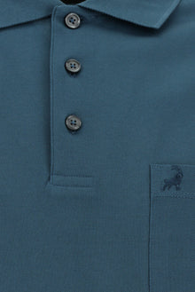 Orta Petrol Regular Fit Pamuk Nakışlı Merserize Polo Yaka T-shirt