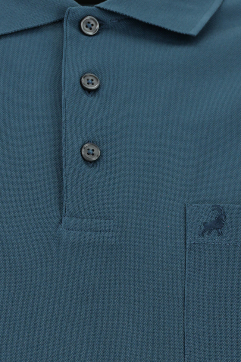 Orta Petrol Regular Fit Pamuk Nak??l? Merserize Polo Yaka T-shirt-Abdullah Ki??l?
