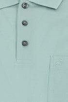 Su Yeşili Regular Fit Pamuk Nakışlı Merserize Polo Yaka T-shirt