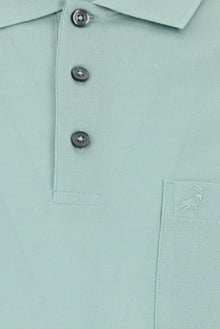 Su Yeşili Regular Fit Pamuk Nakışlı Merserize Polo Yaka T-shirt