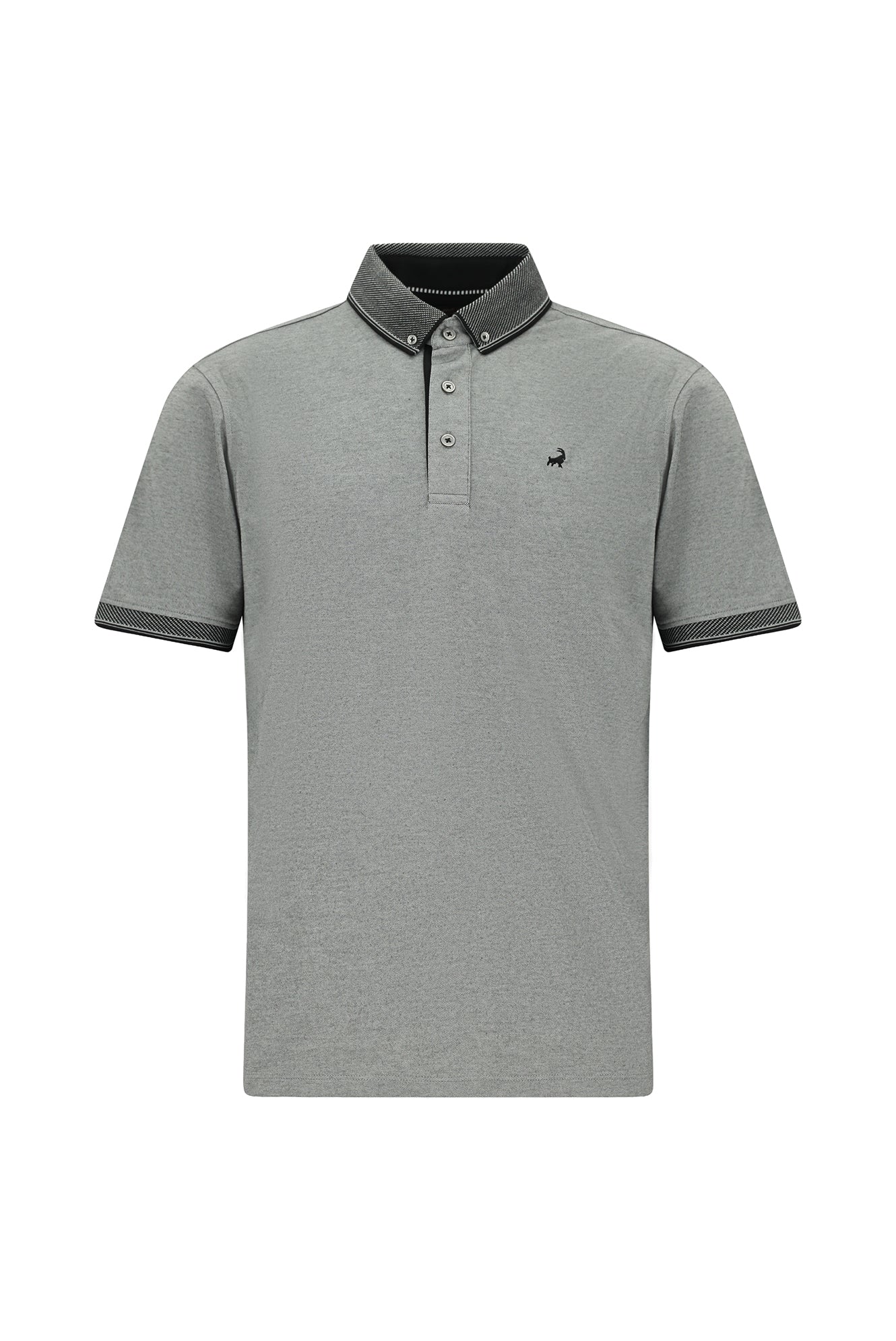 Siyah Regular Fit Desenli Nakışlı Pamuklu Polo Yaka T-shirt