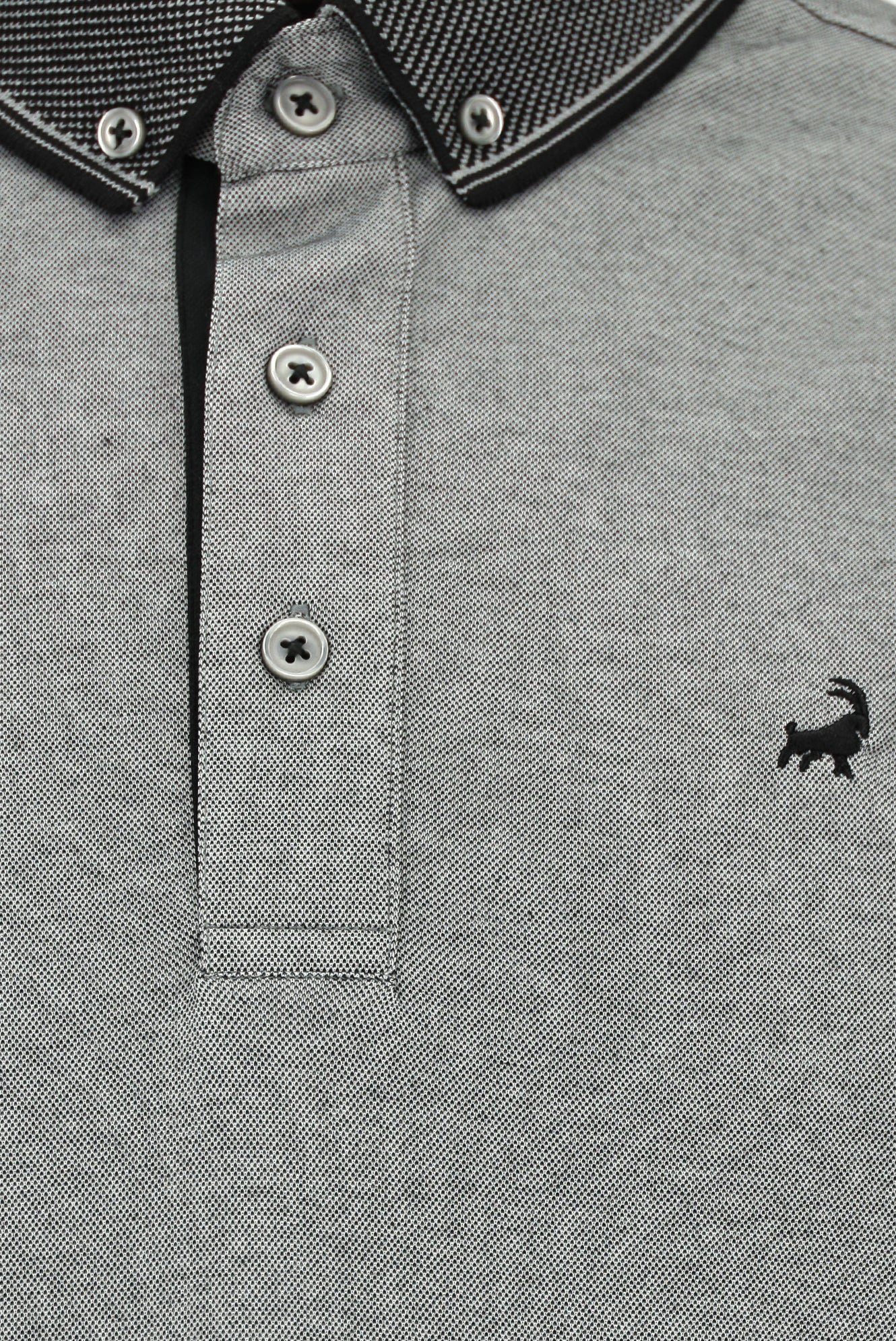 Siyah Regular Fit Desenli Nakışlı Pamuklu Polo Yaka T-shirt