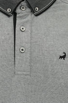 Siyah Regular Fit Desenli Nakışlı Pamuklu Polo Yaka T-shirt