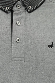 Siyah Regular Fit Desenli Nakışlı Pamuklu Polo Yaka T-shirt