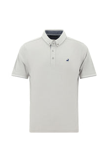 Orta Gri Regular Fit Desenli Nakışlı Pamuklu Polo Yaka T-shirt