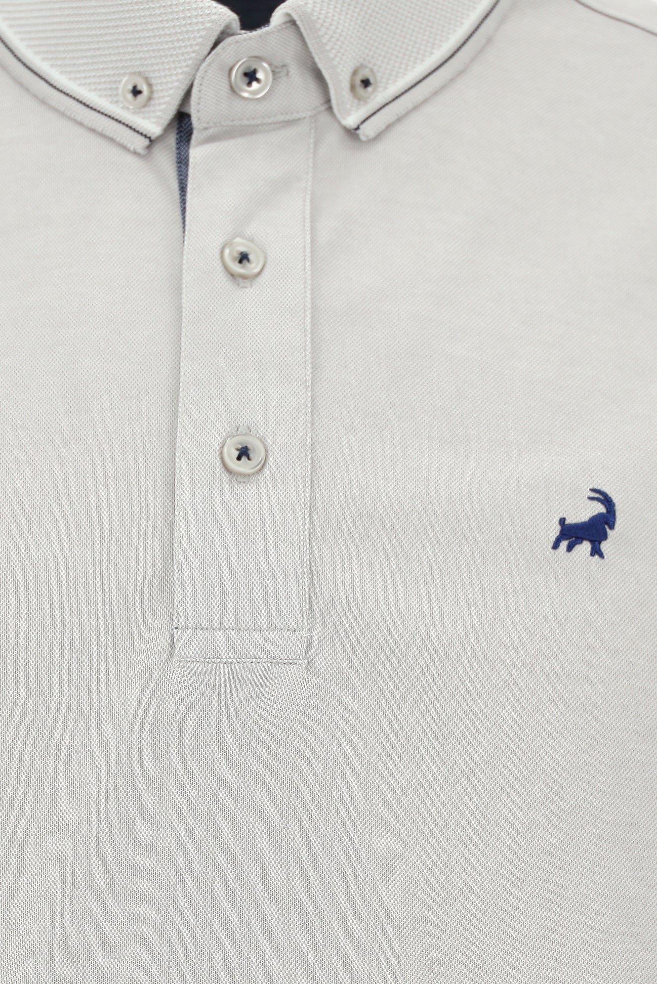 Orta Gri Regular Fit Desenli Nakışlı Pamuklu Polo Yaka T-shirt